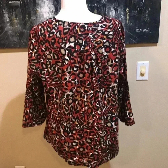 Vintage Trenz by Theresa Renz, 100% Linen Boho Animal Print Tunic Style Top-XL - Picture 3 of 7